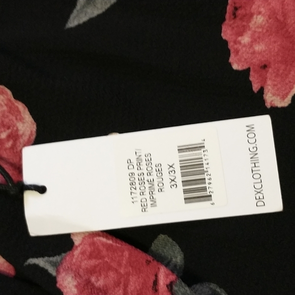 Knee Length Black Skirt with Red Roses - Plus size 3X - Button Front - NWT - Picture 9 of 12